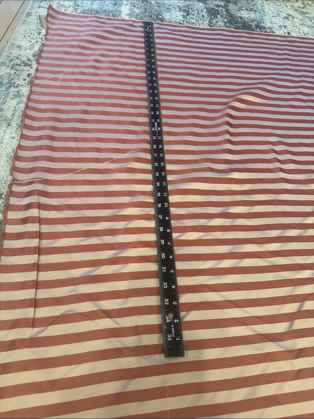 Rust and blush Striped Fabric. 46”x 3 yards. - Picture 3 of 13